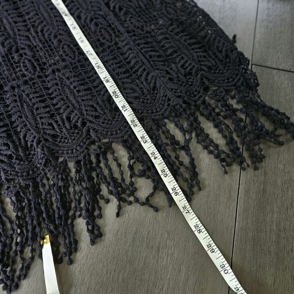 Womens Size 2x Black Crocheted Pullover Cover-Up Topper Fringe Boho Festival - Picture 3 of 6